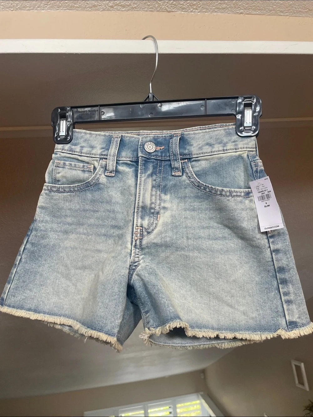 Old Navy Faded Light Blue Denim Shorts with Frayed Hem